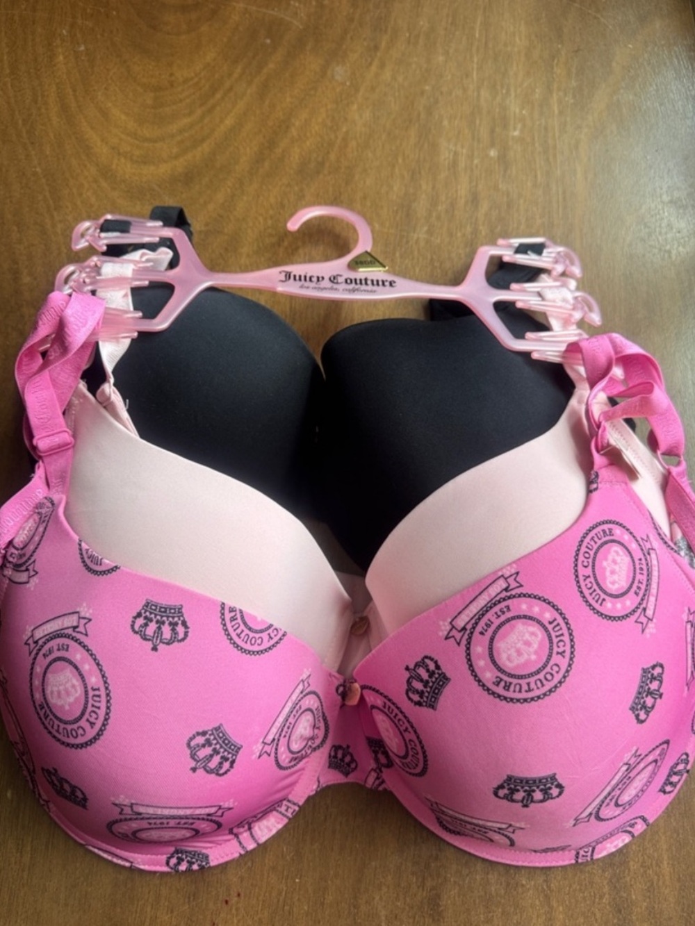 Juicy Couture Pink Logo Print Padded Bra